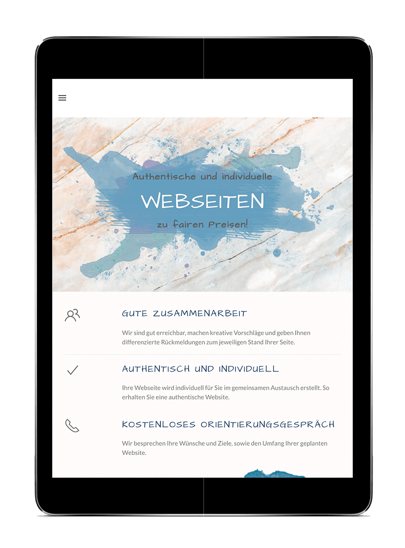 Responsive Darstellung einer Webseite auf Handy und Tablet